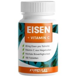 Geležies tabletės ProFuel su natūraliu vitaminu C 180 vnt.