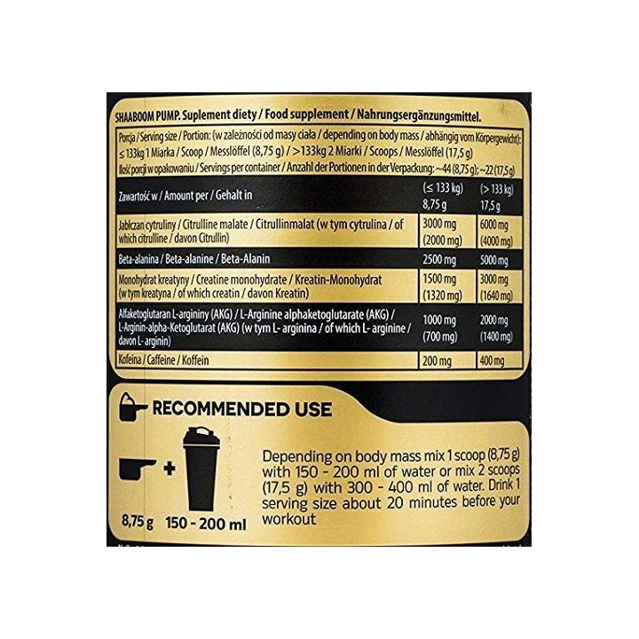 Pre-workout Kevin Levrone Shaaboom Pump 385 g, vaisių punšo skonio
