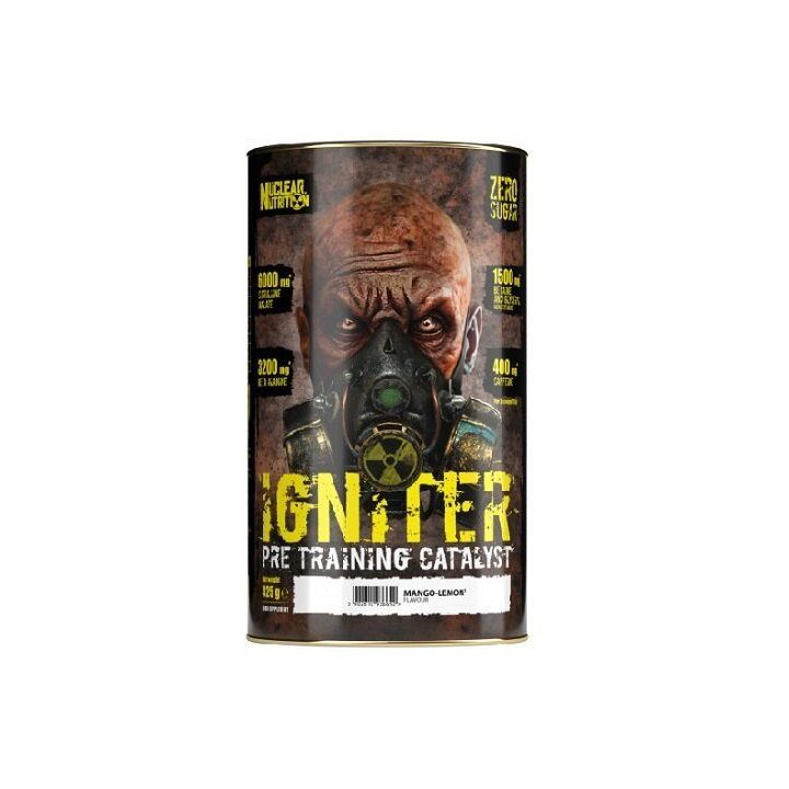 Treniruočių booster Nuclear Nutrition Igniter 438 g, mango ir citrinų skonio