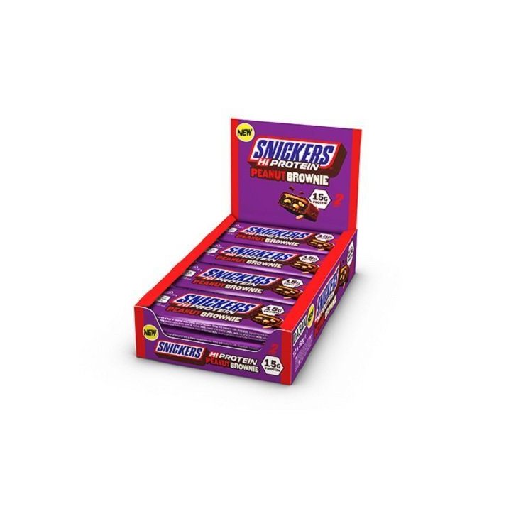 Baltyminiai batonėliai Snickers Hi Protein Peanut Brownie 12 × 50 g