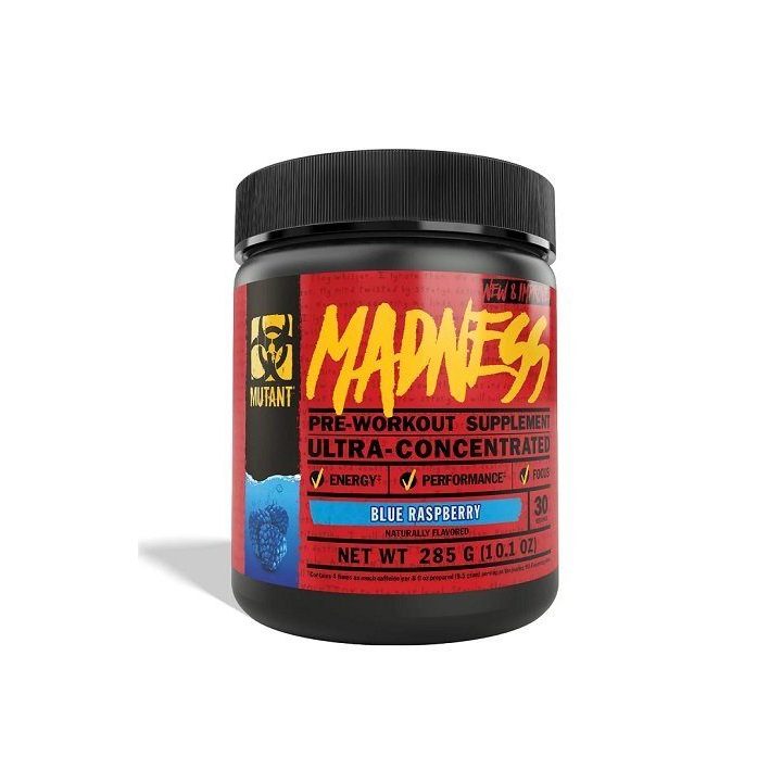 Treniruočių booster Mutant Madness 225 g, mėlynių aviečių skonio