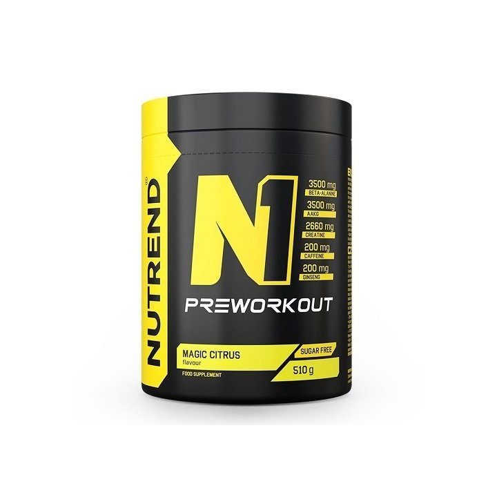 Treniruočių booster Nutrend N1 Preworkout 510 g, juodųjų serbentų skonio