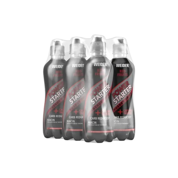 Energinis gėrimas Weider Power Starter 6 × 500 ml, raudonųjų vaisių skonio