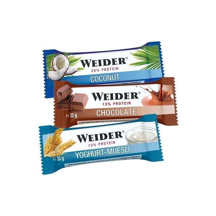 Baltyminiai batonėliai Weider BAR 24 x 35 g