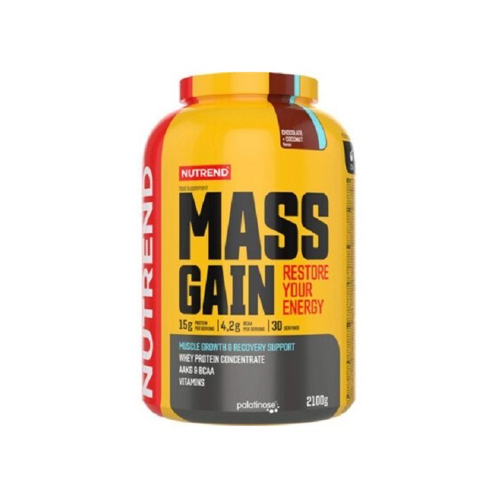 Angliavandenių ir baltymų mišinys Nutrend Mass Gain 2100 g, bananų skonio