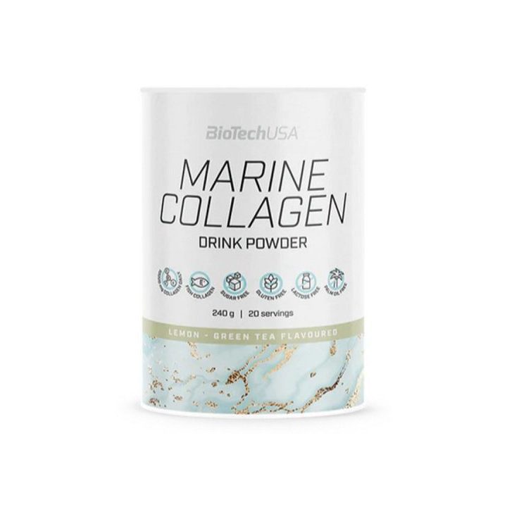 Jūrinio kolageno gėrimo milteliai BioTech Marine Collagen 240 g, žaliosios citrinos ir arbatos skonio