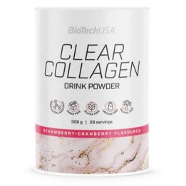 Hidrolizuoto kolageno gėrimo milteliai BioTechUSA Clear Collagen 308 g, braškių ir spanguolių skonio
