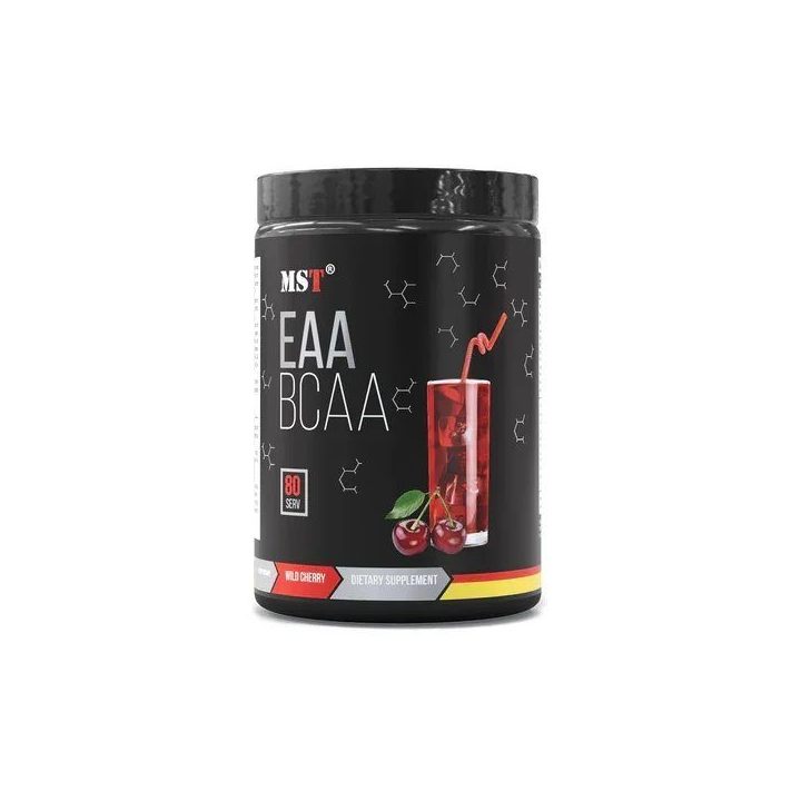 EAA ir BCAA amino rūgščių milteliai MST 1040 g, laukinių vyšnių skonio
