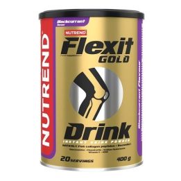 Sąnarių ir kaulų priežiūros gėrimo milteliai Nutrend Flexit Gold Drink 400 g, juodųjų serbentų skonio