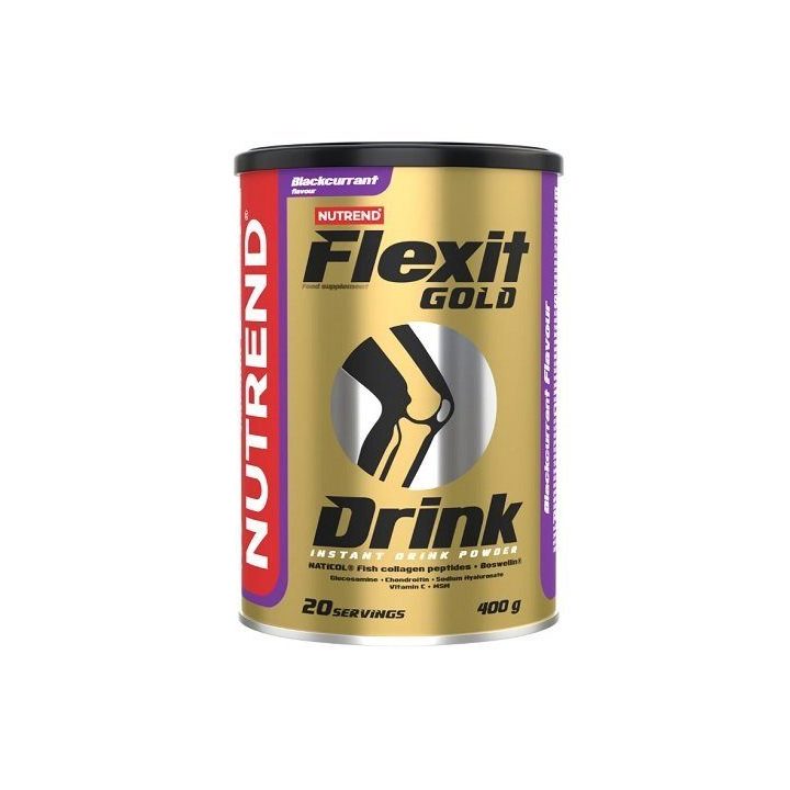Sąnarių ir kaulų priežiūros gėrimo milteliai Nutrend Flexit Gold Drink 400 g, juodųjų serbentų skonio