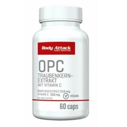 Vynuogių kauliukų ekstrakto kapsulės Body Attack OPC 60 kapsulių
