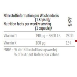 Vitaminas D3 + K2 Body Attack 120 kapsulių