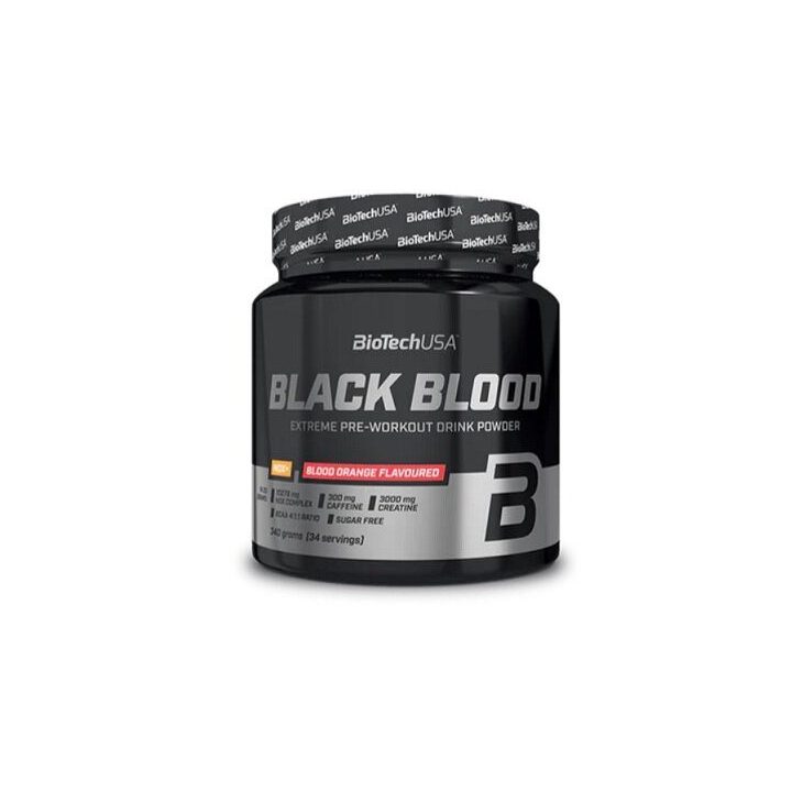 Pre-workout milteliai BioTechUSA Black Blood NOX+ 340 g, kraujo apelsinų skonio