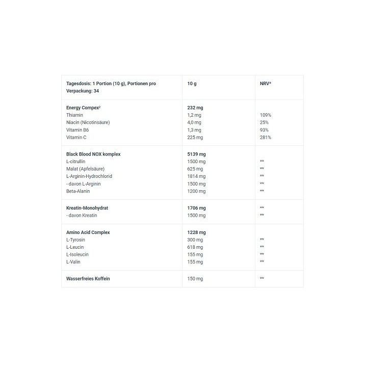 Pre-workout milteliai BioTechUSA Black Blood NOX+ 340 g, kraujo apelsinų skonio