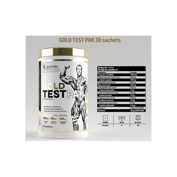 Treniruočių booster Kevin Levrone Gold Test Pak 30 paketėlių