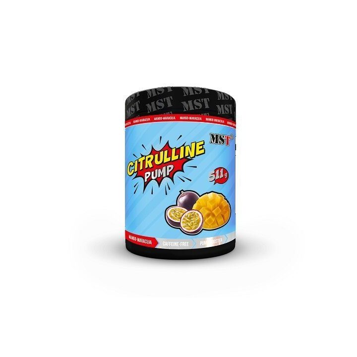 Treniruočių booster MST Citrulline Pump 511 g, mangų ir marakujų skonio