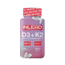 Vitaminas D3 + K2 su magniu INLEAD 120 kapsulių