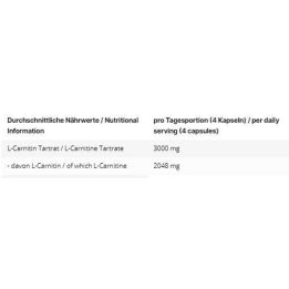 L-karnitino tartrato kapsulės INLEAD 120 kapsulių