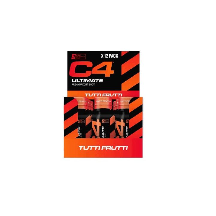 Pre-workout shot Cellucor C4 Ultimate 12 × 60 ml, „Tutti Frutti“ skonio