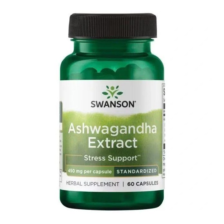 Ašvagandos ekstrakto kapsulės Swanson 60 kapsulių, 450 mg