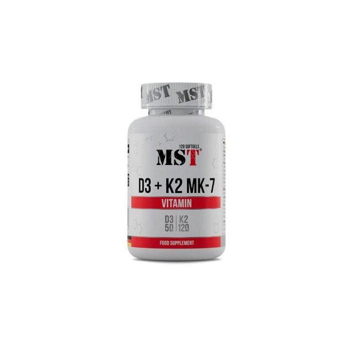 Vitaminas D3 + K2 MK-7 MST 120 kapsulių