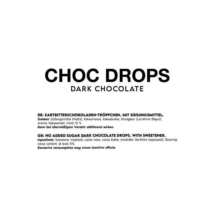 Šokoladiniai lašeliai INLEAD Choc Drops 150 g, juodojo šokolado skonio