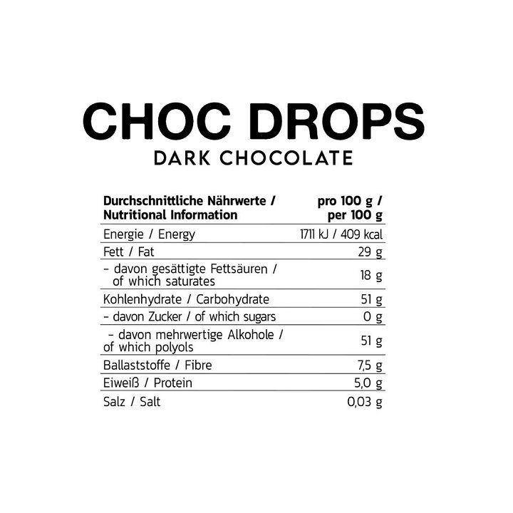 Šokoladiniai lašeliai INLEAD Choc Drops 150 g, juodojo šokolado skonio