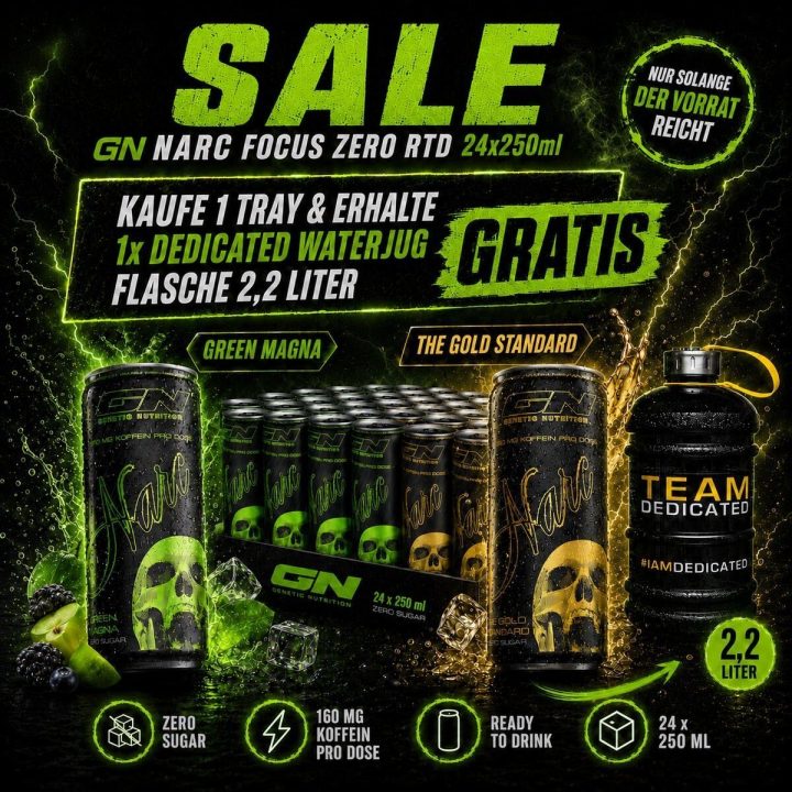 Paruoštas vartoti treniruočių booster GN Narc Focus Zero RTD 24 × 250 ml