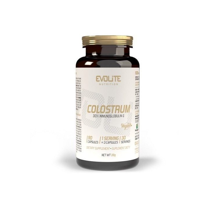 Krekenų priešpienio kapsulės Evolite Nutrition Colostrum 30% 90 kapsulių