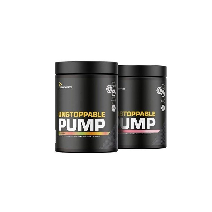 Pre-workout milteliai Dedicated Unstoppable Pump 405 g, tropinių vaisių skonio