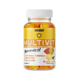 Multivitaminų ir mineralų guminukai Weider Multivit Gummies 80 vnt., apelsinų ir citrinų skonio