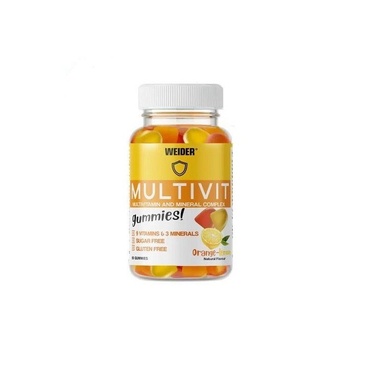 Multivitaminų ir mineralų guminukai Weider Multivit Gummies 80 vnt., apelsinų ir citrinų skonio