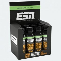 Pre-workout shot ESN Crank Pump 12 × 95 ml, žaliųjų obuolių skonio