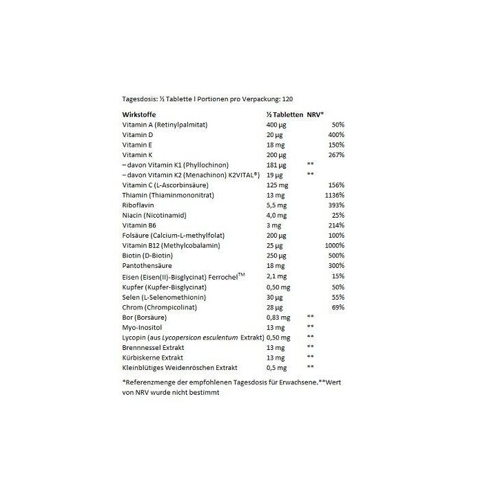 Multivitaminai vyrams iš organinių šaltinių BioTechUSA 60 tablečių