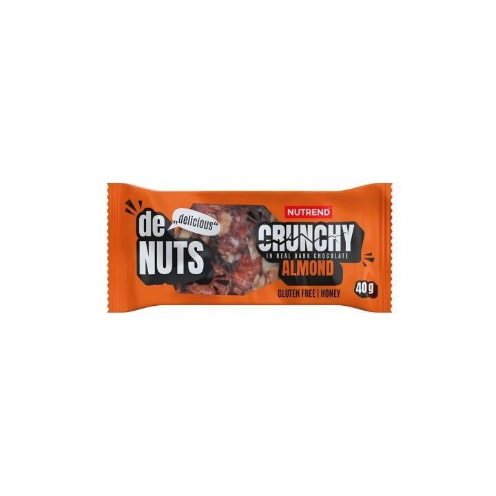 Baltyminis batonėlis Nutrend Denuts Crunchy 42 × 40 g, migdolų ir juodojo šokolado skonio