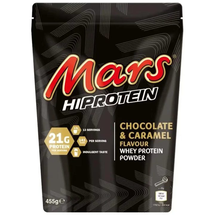 Išrūgų baltymų milteliai Mars HiProtein 455 g, šokolado ir karamelės skonio