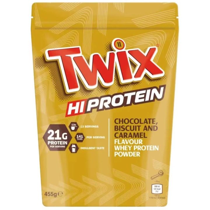 Išrūgų baltymų milteliai Twix Hi Protein 455 g, šokolado, sausainių ir karamelės skonio