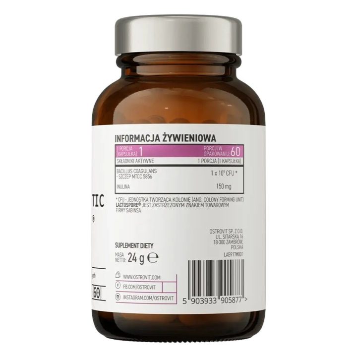 Maisto papildas kapsulėmis OstroVit Pharma PRO-60 BIOTIC LactoSpore® 60 kapsulių