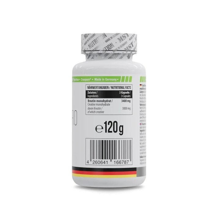 Kreatino monohidrato kapsulės MST Creatine Pro Creapure 90 kapsulių