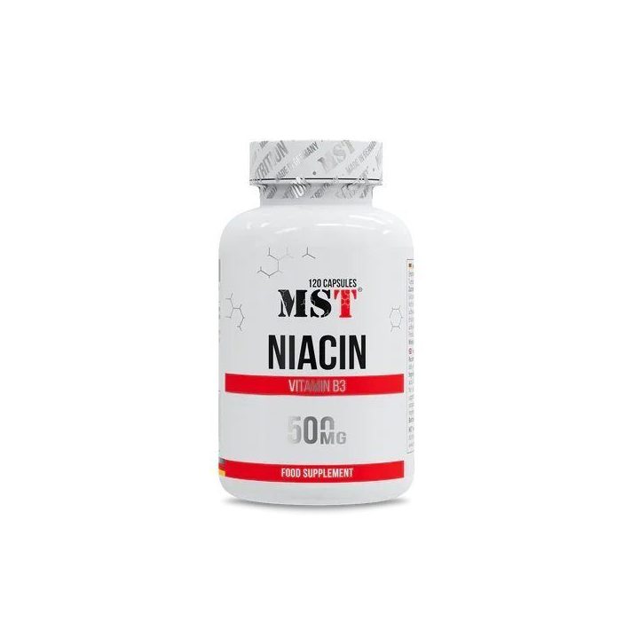 Niacino kapsulės MST 120 vnt., 500 mg