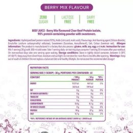 Skaidraus jautienos baltymo izoliato milteliai Nanosupps Beef Juice 1800 g, uogų mišinio skonio