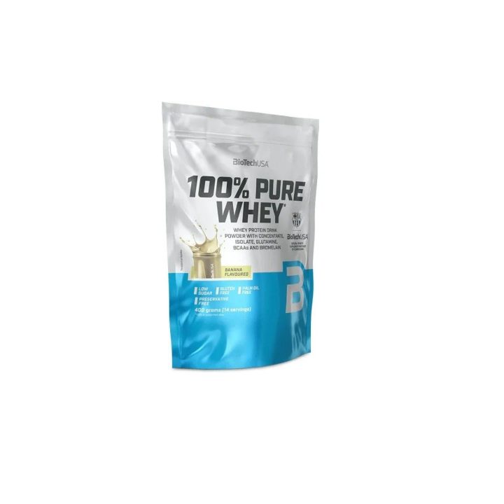 Išrūgų baltymų milteliai BioTechUSA 100% Pure Whey 400 g, bananų skonio