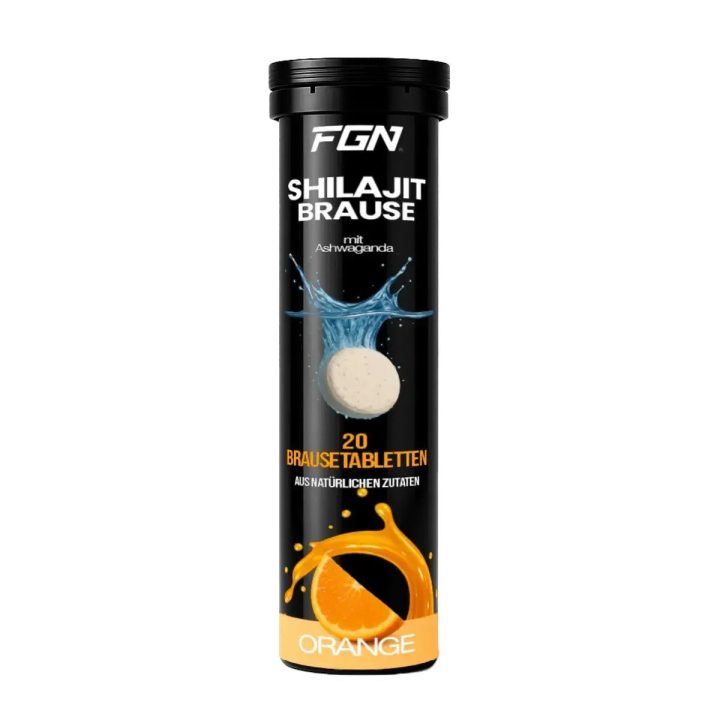 Maisto papildas su Shilajit ir magniu FGN Shilajit Brause 20 putojančių tablečių, apelsinų skonio