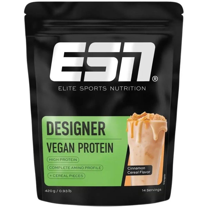 Augaliniai baltymų milteliai ESN Designer Vegan 420 g, cinamoninių dribsnių skonio