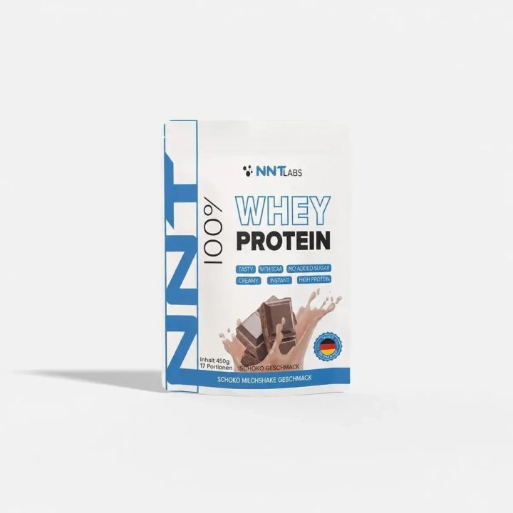 Išrūgų baltymų milteliai NNT Whey 450 g, šokolado pieno kokteilio skonio