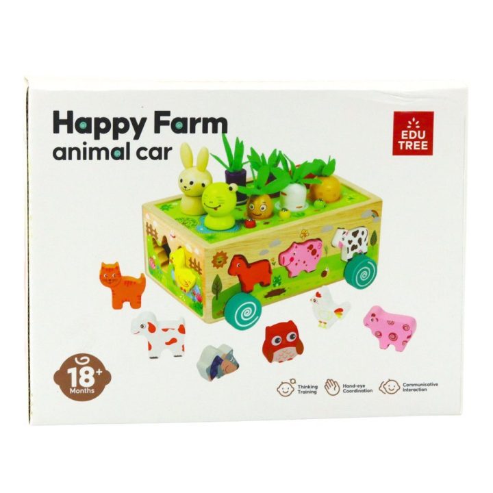 Medinis edukacinis žaislas „Happy Farm“ su magnetiniais kirminėliais