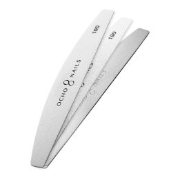 Ocho Nails metalinė pusmėnulio formos dildė su keičiamomis juostelėmis 100/180, 20 vnt.