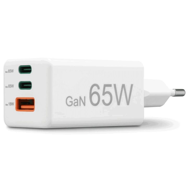 Hama 00201996 GaN įkroviklis, 2x USB-C ir 1x USB-A, 65 W, baltas