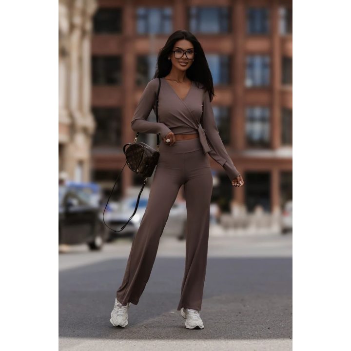 Rudos plačios kelnės su aukštu liemeniu LaBalancia