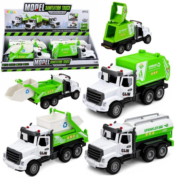 Metalinis komunalinis žaislinis automobilis 1:46 su šviesomis, garsais ir atsidarančiomis durelėmis